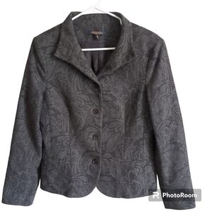 Brooks Brothers |‎ Women's Wool-Blend Paisley Print Blazer Grey | Size 10